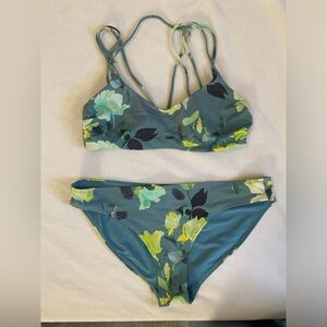 Athleta Teal and Lime Floral Bikini